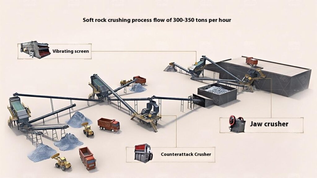 300-350 TPH Soft Rock Crushing Process Flow